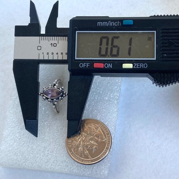 Sterling Silver 925 Bezel Set Marquise Amethyst Solitaire Ring Sz 5 - Picture 14 of 16